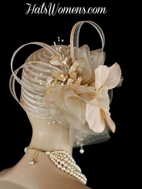 Ladies Beige Pillbox Couture Fashion Designer Flapper Cloche Hat Wedding Church Dress Hats 2 Ladies Beige Pillbox Couture Fashion Designer Flapper Cloche Hat Wedding Church Dress Hats