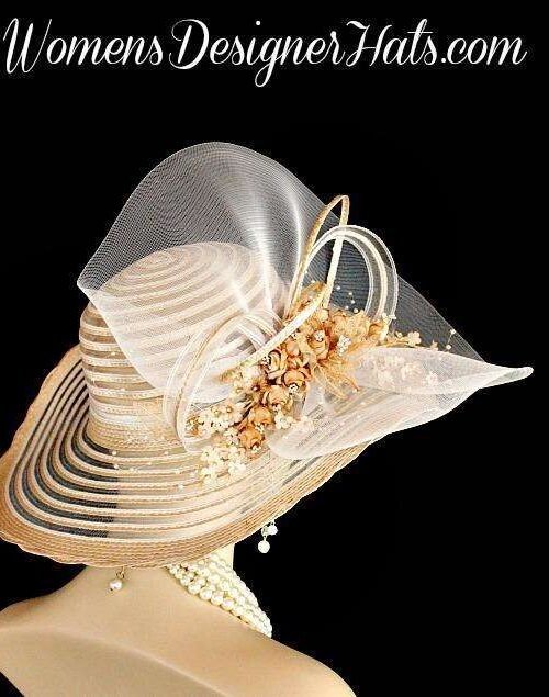 Beige Designer Fashion Wedding Hat Coffee Brown Roses Dress Hats 2 Beige Designer Fashion Wedding Hat Coffee Brown Roses Dress Hats
