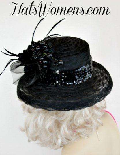 Ladies Black Kentucky Derby Dress Hat Special Occasion Women's Hats - Image 2