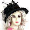 Women's Formal Black Cherry Designer Church Wedding Funeral Hat