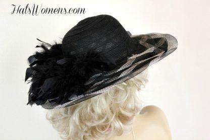 Women's Black White Designer Fashion Hats Feathers, Customize This Hat ZBV8 - Image 2