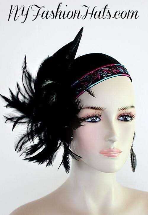 Ladies Black Designer Fashion Winter Wool Hat With Feathers, Church Hats Woman, Women's Fashion Wedding Hats Hat, Haute Couture Bridal Pillbox Headpiece, Dress Hats For Women