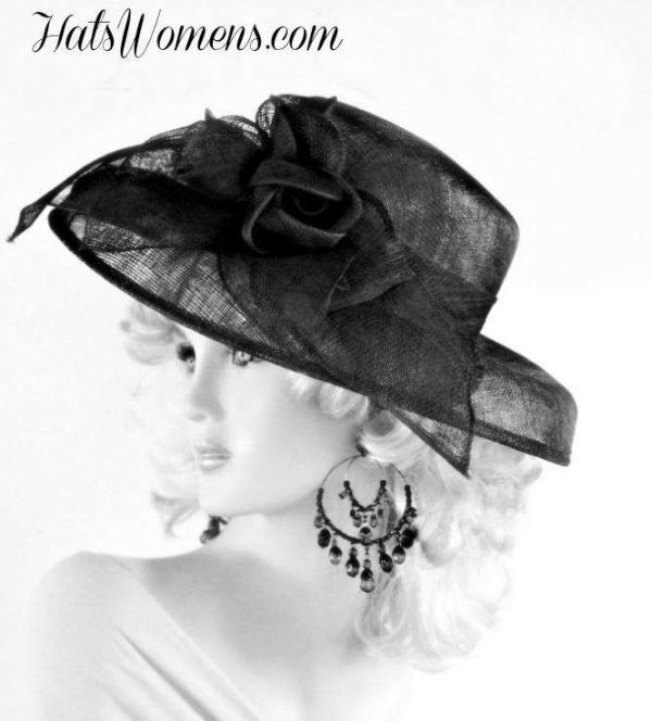 Orange Sinamay Straw Wide Brim Wedding Hat Women's Designer Dress Kentucky Derby Hats