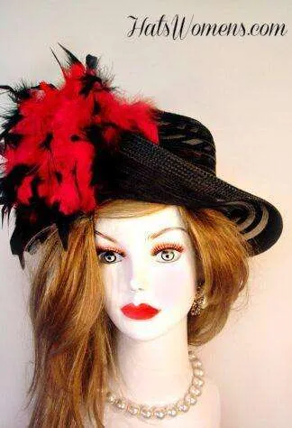 Black Red Designer Fashion Woman's Hat, Orange Pink Ivory White Special Occasion Hats, Customize This Hat