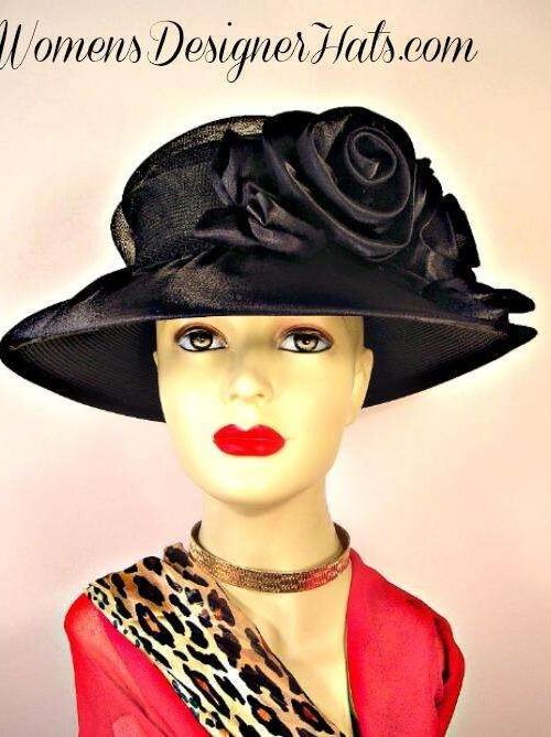 Woman's Champagne Beige Wide Brim Satin Bridal Designer Wedding Hat, Church Fashion Occasion Hats