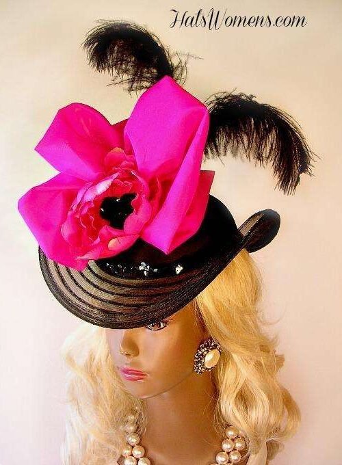 Black Satin Victorian Edwardian Riding Hat Carriage Driving Equestrian Women’s Designer Hats 2 Black Satin Victorian Edwardian Riding Hat Carriage Driving Equestrian Women's Designer Hats