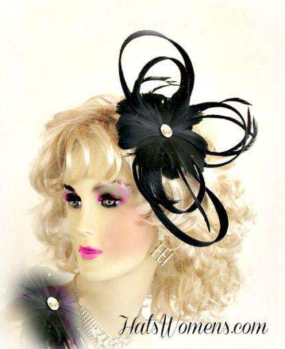 Ivory Or Black Sinamay Straw Fashion Cocktail Hat Wedding Fascinators - Image 2