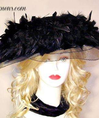 Black Formal Church Wedding Fashion Hat Feathers, Women's Couture Designer Hats