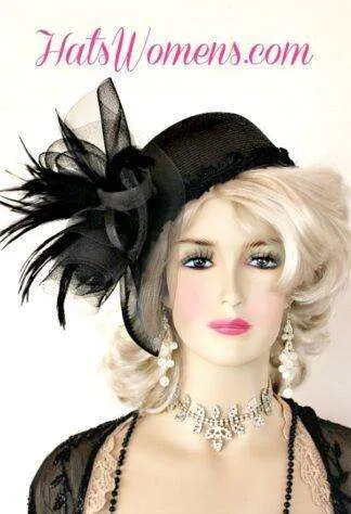 Women's Formal Black Cocktail Fashion Hat