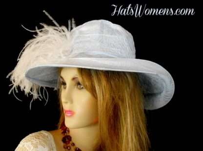 Women's Designer Pastel Baby Blue Or Black Silk Custom Fashion Hat Formal Wedding Bridal Church Hats BG874 - Image 2