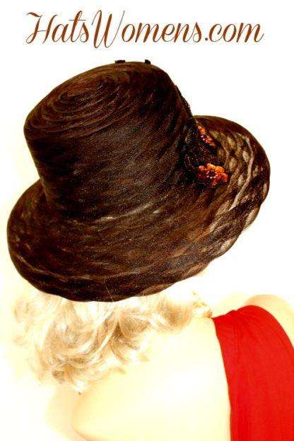 Hats Brown Sequin Beaded Formal Church Wedding Women's Fashion Hat - Image 2