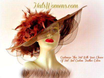 Fashion Hat Navy Blue Red White Ivory Pink, Dress Designer Bridal Hats - Image 6
