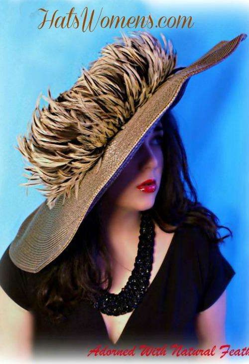 Taupe Brown Wide Brim Kentucky Derby Hat, Women's Designer hats