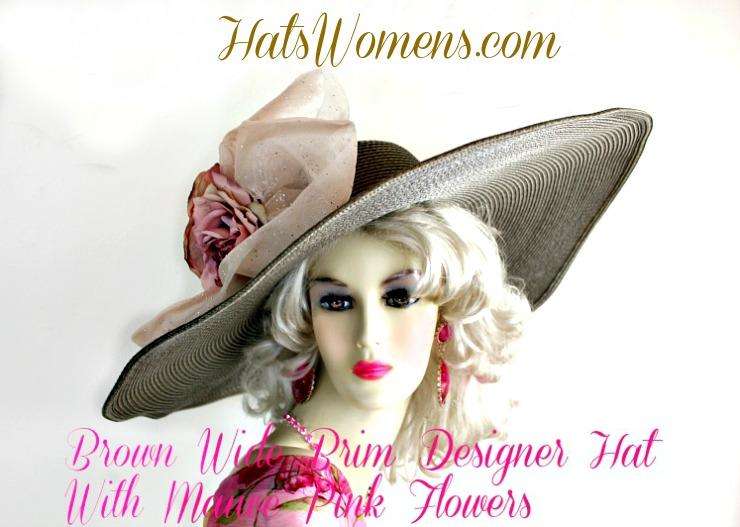 Taupe Brown Grey Large Brim Derby Hat, Women's Fashion Kentucky Derby Hats, 321789hu - Image 2