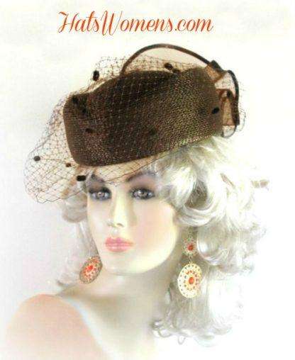 Beige Designer Pillbox Wedding Special Occasion Hat, Women's Hats NY - Image 11