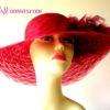 Ladies Ivory Wide Brimmed Designer Hat Choose Feather And Hat Colors, Fashion Church Wedding Kentucky Derby Hats - Image 4