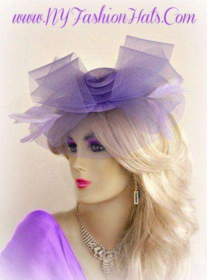 Lavender Purple Crinoline Cocktail Hat, Bridal Headpiece Couture, Ladies Cocktail Hats, Formal Church Hats, Dress Hats For Women, Wedding Brides Hats Headpieces