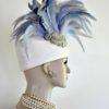 Ivory Baby Blue Silver Dress Hats Woman, Winter Hats For Women, Hats For Weddings, Bridal Couture Hat Headpiece Millinery Headwear Clothing Apparel, Match Your Dress Suits Gowns To This Beautiful Custom Made Hat
