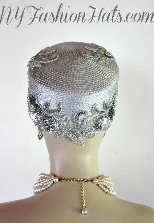 Ladies Grey Hats, Metallic Silver Dress Hats For Women, Kentucky Derby Hat, Ladies Designer Fashion Hat Hats Couture Bridal