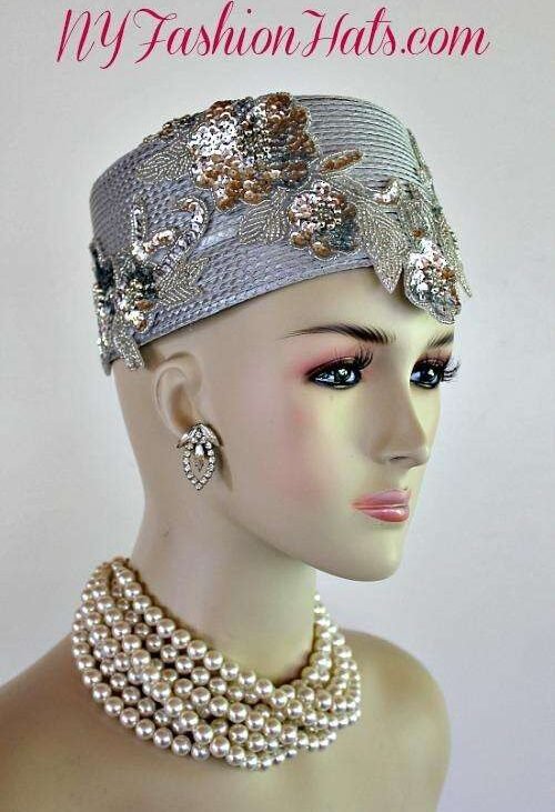 Metallic Silver Grey Women's Designer Pillbox Hat Hats, Formal Church Hat, Hats For Brides Weddings Bridal, Mother Of The Bride Hats
