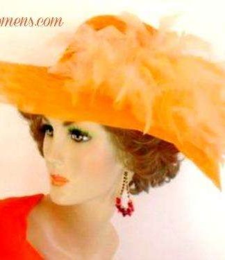 Ladies Purple Wide Brimmed Designer Hat Choose Feather And Hat Colors, Fashion Hats