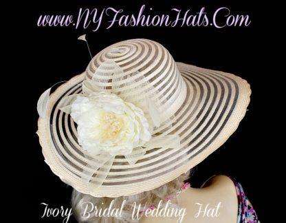 Ladies Ivory Wide Brim Designer Wedding Fashion Derby Hat, Dress Hats - Image 2