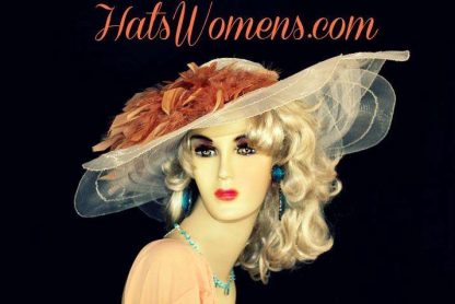Fashion Hat Navy Blue Red White Ivory Pink, Dress Designer Bridal Hats - Image 2