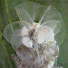 Ivory Sheer Silver Beaded Cocktail Hat Hats, Art Deco Bridal Wedding Headpiece, Ladies Church Hats, Designer Hats For Women, Fashion Hats