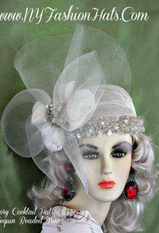 Cocktail Hats For Women, Bridal Couture Wedding Hat Headpiece, Mother Of The Bride Hats, Fashion Hats For Women, Church Hats, Kentucky Derby Hats, Wedding Fascinator, Haute Couture Hats Brides Rhinestone Glass Beads Flowers