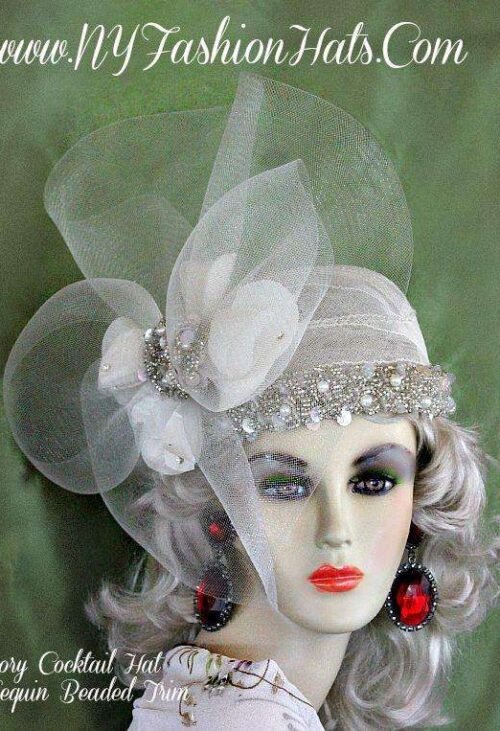 Cocktail Hats For Women, Bridal Couture Wedding Hat Headpiece, Mother Of The Bride Hats, Fashion Hats For Women, Church Hats, Kentucky Derby Hats, Wedding Fascinator, Haute Couture Hats Brides Rhinestone Glass Beads Flowers