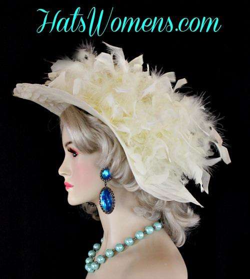 Ladies Purple Wide Brimmed Designer Hat Choose Feather And Hat Colors, Fashion Hats