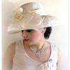 Ivory Couture Bridal Wedding Hat, Sinamay Straw Dress Hats For Women, Straw Kentucky Derby Hats, Ladies Designer Fashion Hats Sinamay, Straw Wedding Bridal Brides Church Hats Ivory