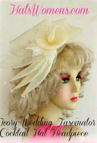 Ivory Black Navy Blue Wedding Fascinator Cocktail Hat Bridal Headpiece