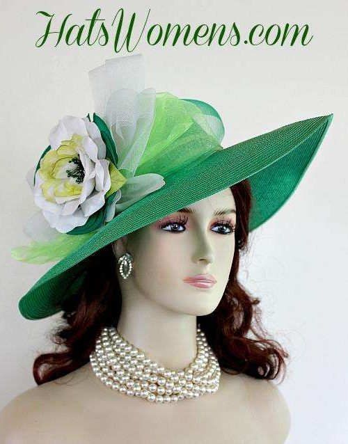 Women's Kelly Green White Church Wedding Hat