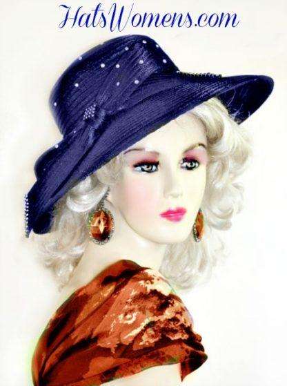 Ladies Designer Satin Hat Pink Royal Blue White Beige Black Navy Silver Grey Fuchsia Fashion Hats - Image 6