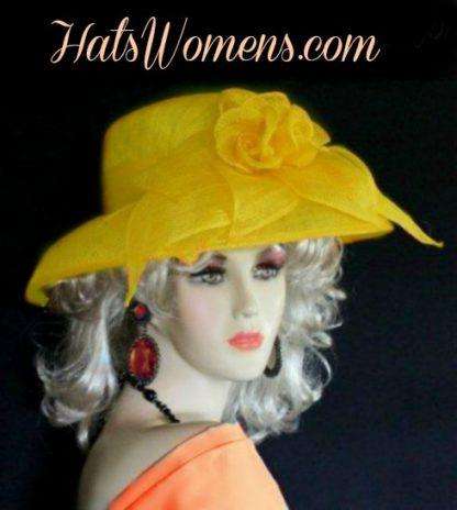 Sea Foam Lime Green Sinamay Straw Wide Brim Hat Women's Designer Hats - Image 3