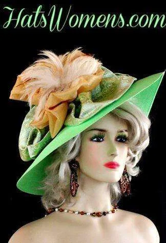 Lime Green Golden Yellow Paisley Bow Kentucky Derby Hat, Woman's Dress Wedding Hats