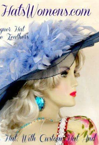 Fashion Hat Navy Blue Red White Ivory Pink, Dress Designer Bridal Hats