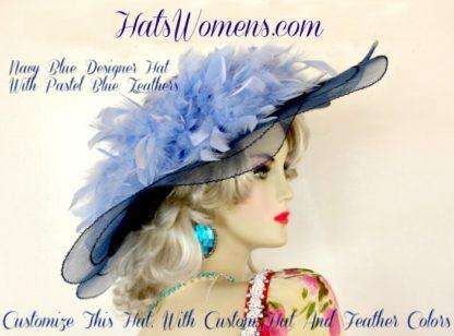 Fashion Hat Navy Blue Red White Ivory Pink, Dress Designer Bridal Hats