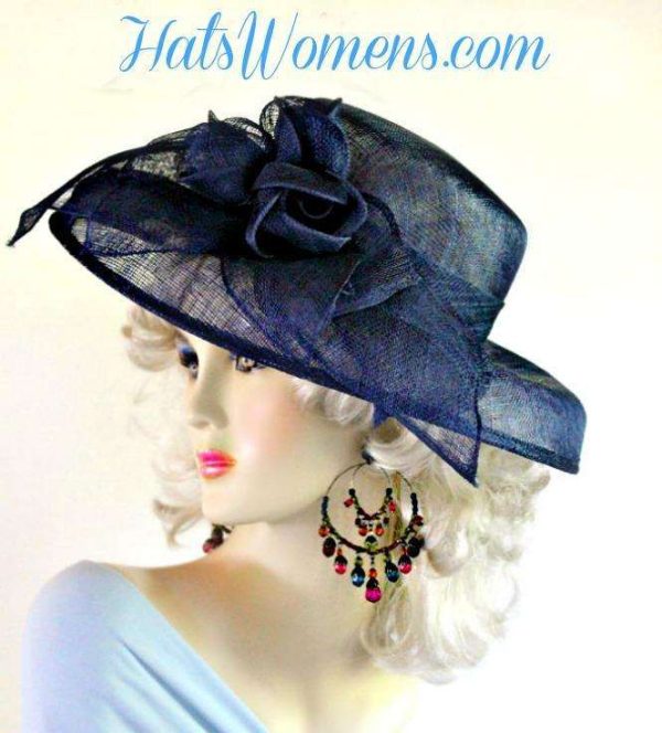 Orange Sinamay Straw Wide Brim Wedding Hat Women's Designer Dress Kentucky Derby Hats
