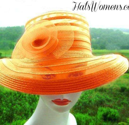 Orange Pink White Black Ivory Sheer Fashion Hat Women's Church Hats