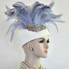 Ivory Baby Blue Haute Couture Pillbox Hat, Women's Pillbox Dress Hats, Formal Church Hats, Mother Of The Bride Apparel Hats, Kentucky Derby Hats, Fashion Runway Hat