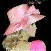 Women's Pink Wide Brim Couture Satin Designer Hat