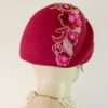 Ladies Women's Hot Pink Magenta Fuchsia Sequin Beaded Beehive Winter Wool Designer Hat, Fashion Church Wedding Hats - Image 3
