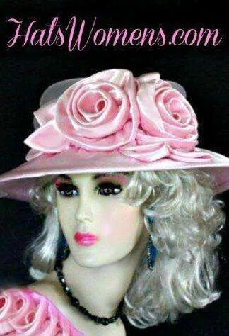 Dress Hats For Women, Kentucky Derby Hats, Hats For Horse Races, Haute Couture Fashion Hats, Formal Wedding Hats, Bridal Headpiece, Cocktail Hats, Mother Of The Bride Hats, Sinamay Straw Hats, Large Big Brim Hats, Hats For Horse Races, Church Sabbath Hats, Satin Hats, Pillbox Veil Hat, Women's Formal Pink Satin Church Weding Hat