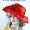 Ladies Red Sinamay Straw Designer Hats, Red Straw Kentucky Derby Hats, Red Formal Church Hats, Sun Hats Woman