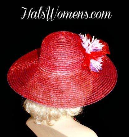 Red Purple Wide Brimmed Society Spring Flowers Hat Women's Dress Hats