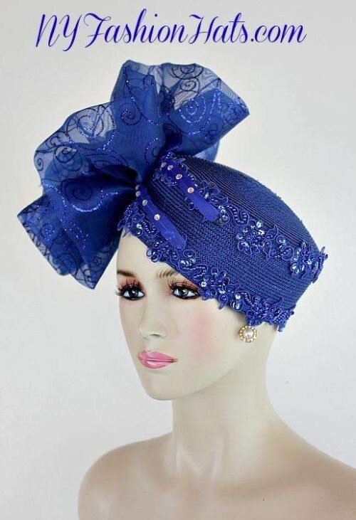 Ladies Royal Blue Formal Pillbox Hat For Wedding Guests, Rhinestone Dress Hats Holidays Church Weddings Formals, Dress Hats For Woman, Kentucky Derby Hats, Winter Hats