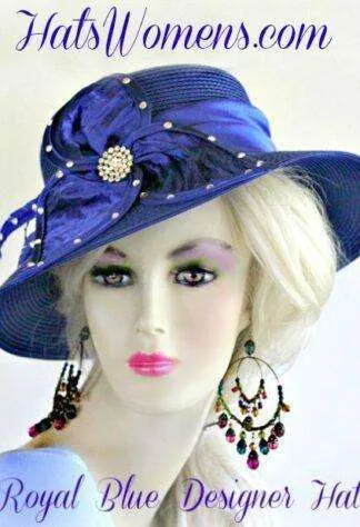 Royal Blue Black Red Brown Ivory Designer Hat Women's Wedding Hats