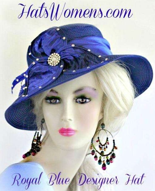 Royal Blue Black Red Brown Ivory Designer Hat Women's Wedding Hats